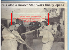 Star Wars 1999 Newspaper Phantom Menace Opens in Theaters will it beat Titanic?  - £39.08 GBP
