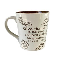 Give Thanks Coffee Mug Psalm 105 1 Lighthouse Christian Cup Beige Brown ... - $13.86