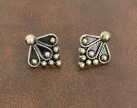 VTG Marked Mexico 925 Stamped Earrings Sterling Silver Unique Design 1&quot; - £17.58 GBP