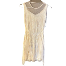 Babeyond Womens Off White Fringed Beaded Flapper Party Wedding Costume Dress XS - £28.27 GBP