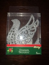 Christmas House Ornaments Gold Dove Glitter 5 count pack - £7.21 GBP