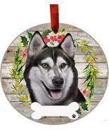 Siberian Husky Dog Wreath Ornament Personalizable Christmas Holiday Deco... - £11.33 GBP