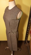Wool VINTAGE Grey 3 Piece DRESS SET Green Satin Lining Dress Top Jacket - £17.85 GBP