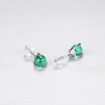 Round Ball Stud Earrings 925 Silver Earring Claw Set With Spherical Piercing Sil - £12.17 GBP