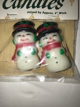 NOS Wangs 1988 Hand Painted Candles Snowman Crafts Cake Toppers Christmas - £1.40 GBP