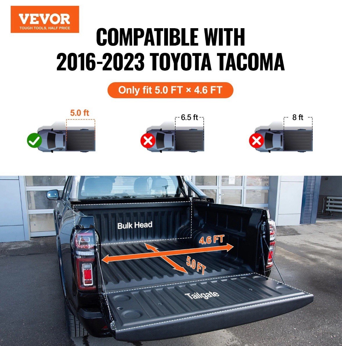 VEVOR Hard Tri-Fold Tonneau Cover Fits 2016-2023 Toyota Tacoma 5 ft Bed NEW Item image 11