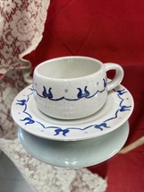 Metlox - Poppytrail - Vernon Provincial Blue Coffee Cup &amp; Saucer - £3.69 GBP