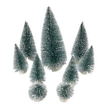 9 Piece Set of Frosted Tip Mini Christmas Tree Figurine Decoration Vario... - $23.98
