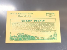 Vintage Champ Decals No. HN-118 Milwaukee Road Black Lettering Road Name HO - £11.90 GBP
