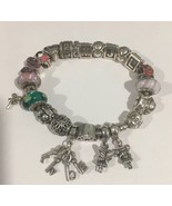 Pandora Silver Bracelet With 22 Original Initials Love Key Mom &amp; Ale Charms - $512.63 CAD