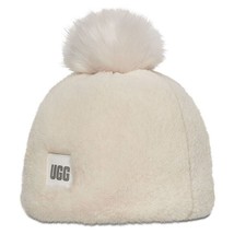 Ugg Faux Fur Beanie White/Nimbus Faux Pom Hat Tuque Osfa New w/TAGS - £47.47 GBP