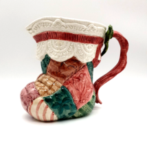 Fitz and Floyd Chirstmas Stocking Pitcher Hand Painted Vintage Collectab... - £25.51 GBP