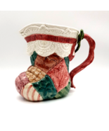 Fitz and Floyd Chirstmas Stocking Pitcher Hand Painted Vintage Collectab... - £25.71 GBP
