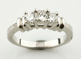 Authenticity Guarantee 
Platinum Three Stone Round Diamond Ring Size 3.7... - £822.62 GBP
