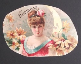 Cigar Advertising Label Trimmed Hermoso Beautiful Girl Flower in her Hair - £11.79 GBP