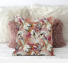 20 White Red Tropical Suede Throw Pillow - £59.17 GBP