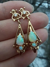 4Ct Pear Cut Simulated Fire Opal Drop &amp; Dangle Earrings 14K Yellow Gold Plated - £52.60 GBP
