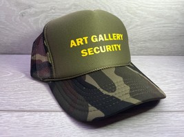 New Art Gallery Security Green Camo Hat 5 Panel High Trucker Snapback Vintage - £16.08 GBP