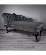Regent Handmade Tufted Grey Velvet Chaise Longue Bedroom Accent Chair - £251.62 GBP