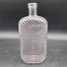Antique Sun Purple Rathskeller Nertney Striped Ribbed Glass Flask Bottle - £15.56 GBP