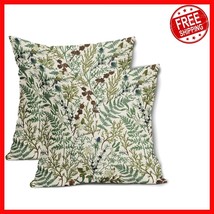 Linen Square Pillow Covers 18x18 - Sage Green Botanical Fern Design (2 P... - $538.34 MXN