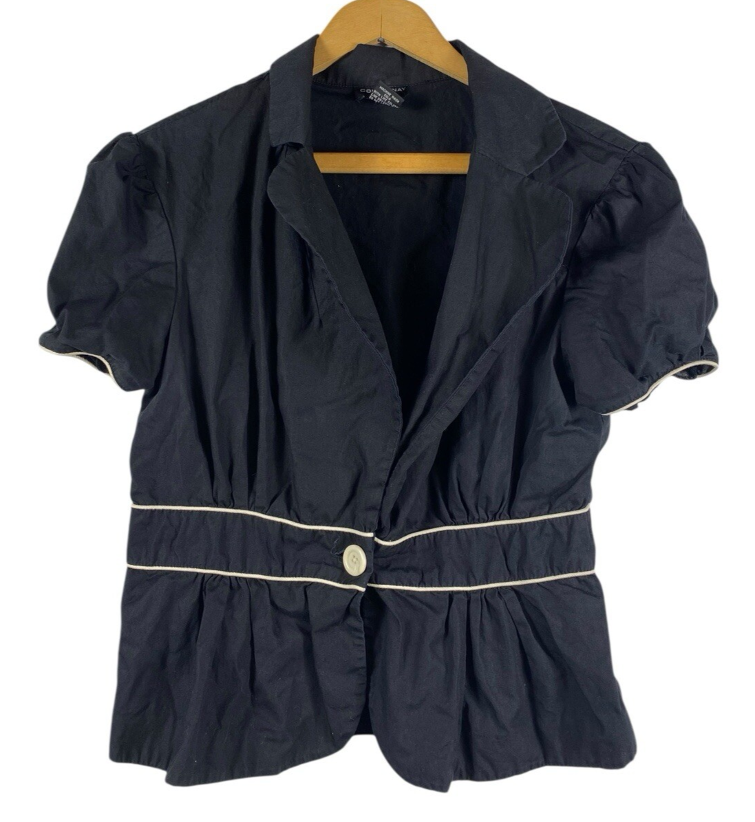 Vintage Y2K Bolero Jacket Short Sleeve Black Whimsigoth Preppy Grunge Si... - $39.73