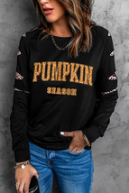 Black Leopard PUMPKIN SEASON Graphic Ripped Sleeve Sweatshirt - $19.75