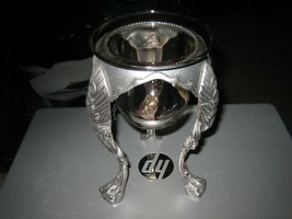 Pewter Metal Votive Candle Holder Stand with Glass Bowl - £18.67 GBP