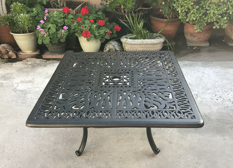 Patio coffee table sqaure 36" Elisabeth cast aluminum outdoor garden furniture  - $445.26