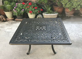 Patio coffee table sqaure 36&quot; Elisabeth cast aluminum outdoor garden fur... - £348.31 GBP