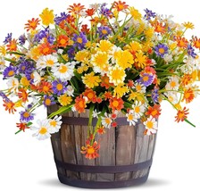 Turnmeon 8 Bundles Artificial Daisy Flowers Outdoor Spring Summer Decora... - $31.94