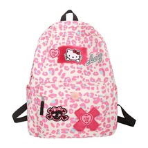 Korean cute leopard print backpack Japanese Hello kitty cartoon girl backpack st - £18.90 GBP