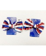 2 July 4th Theme American Flag Bow Barrattes, Big - $10.99