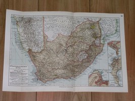 1912 Antique Map Of South Africa Namibia Kaapstad Cape Town Durban Lesotho - £22.28 GBP