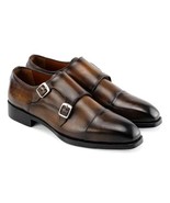 Paul Parkman Mens Shoes Green Leather Double Monkstrap Handmade 9468-GRN - $743.78 CAD