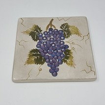 Trivet Grape Vineyard Hand Painted  6&quot; X 6&quot; Tabletops Cabernet Ceramic I... - $18.80