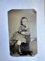 Antique CDV Tintype Photo 1860s Beloved Girl in Victorian Era Dress Color Added - £30.36 GBP