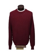 Vtg Lands&#39; Knit Red Heavy Knit Pullover Sweater Red Cotton Made USA Mens... - $33.25