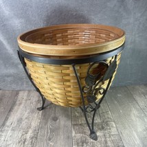 Longaberger XL PLANTER BASKET 16&quot; Wrought Iron Stand Liner Protector - £299.80 GBP