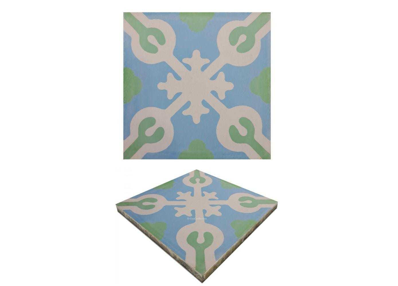 Mexican Mission Cement Tile Handcrafted 10 sqf - Asbaje - 8&quot;x8&quot; - $199.00