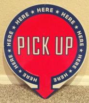 Authentic Jimmy Johns PICK UP HERE Round Metal Tin Food Sign 17&quot;w x 20&quot;h 2004 - £39.22 GBP