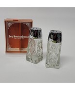 Star Of David Salt and Pepper Shaker Clear Glass Set Early American Prescut - $14.85