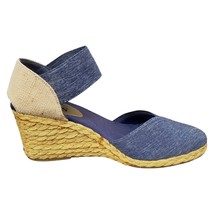 Chaps Chelsi Espadrille Wedge Sandals Women Size 8.5B Blue Synthetic Ank... - $24.84