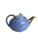 EUC VTG 1950s Hall Periwinkle Blue &amp; Gold Atomic Starburst 6 cup Teapot ... - $87.99