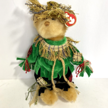 Vintage TY Beanie Baby Attic Treasures Alfalfa Scarecrow Bear Plush Thanksgiving - £9.64 GBP