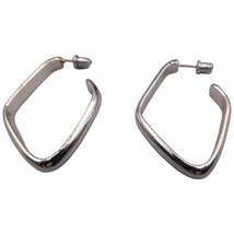 Vintage Pierced Earrings Women Geometric Shaped Open Work Dangle Silver Tone - £7.94 GBP