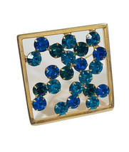 Rare Vintage Modernist Napier Vivid Blue and Green Stones Square Pin - £15.56 GBP