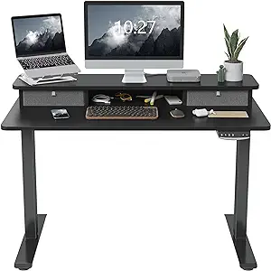 40 X 24 Inch Height Adjustable Electric Standing Desk With Double Drawer... - $426.99