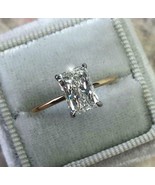 Radiant Moissanite Solitaire Stack Ring 925 Silver Moissanite Engagement... - $317.97 CAD