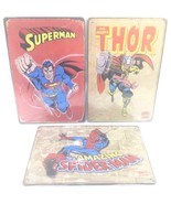 MARVEL THE AMAZING SPIDERMAN THOR &amp; DC SUPERMAN 3D Tin Sign Metal Poster... - £21.02 GBP